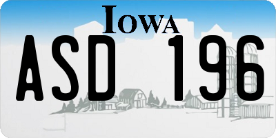 IA license plate ASD196