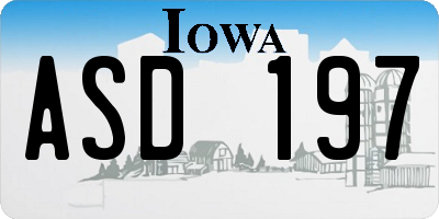 IA license plate ASD197