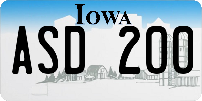 IA license plate ASD200