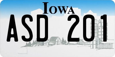 IA license plate ASD201