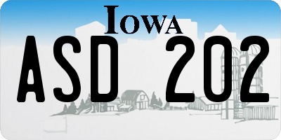 IA license plate ASD202