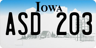 IA license plate ASD203