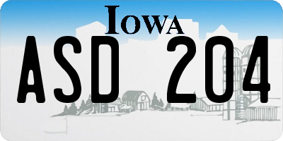 IA license plate ASD204