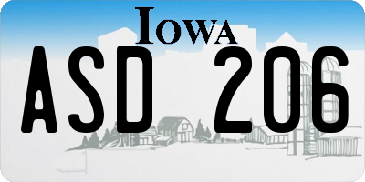 IA license plate ASD206