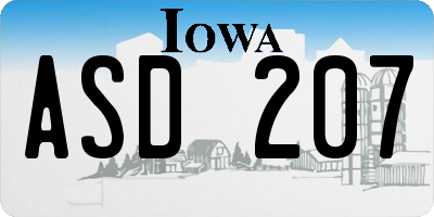IA license plate ASD207