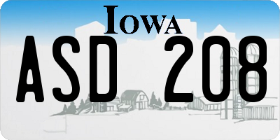 IA license plate ASD208
