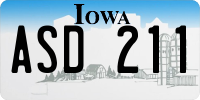 IA license plate ASD211