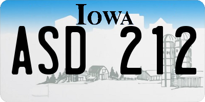 IA license plate ASD212