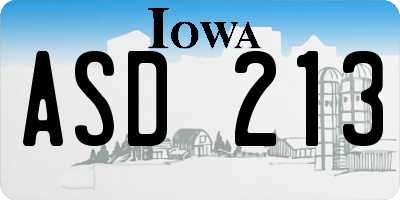 IA license plate ASD213