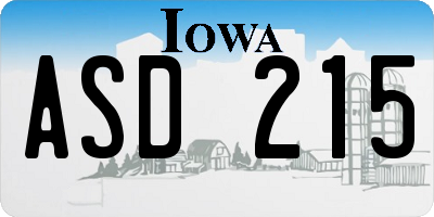 IA license plate ASD215