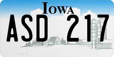 IA license plate ASD217