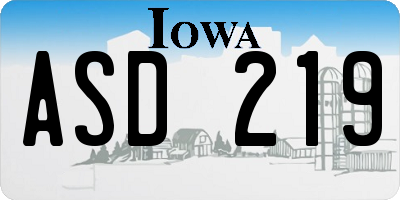 IA license plate ASD219