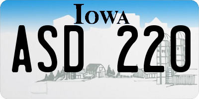 IA license plate ASD220