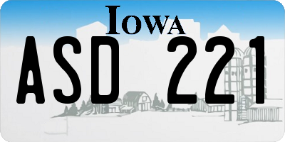 IA license plate ASD221
