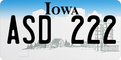 IA license plate ASD222
