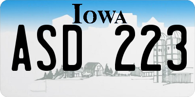 IA license plate ASD223