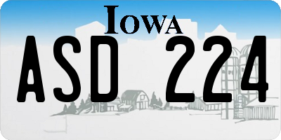 IA license plate ASD224