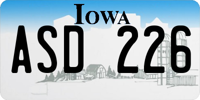 IA license plate ASD226