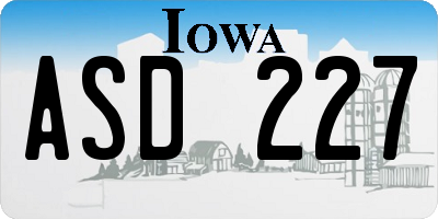 IA license plate ASD227