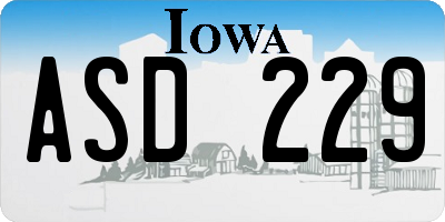 IA license plate ASD229