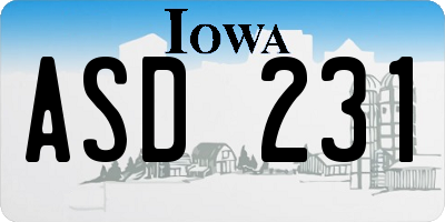 IA license plate ASD231