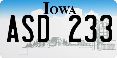 IA license plate ASD233