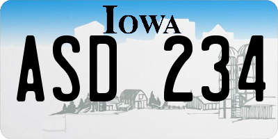 IA license plate ASD234