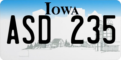 IA license plate ASD235