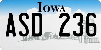 IA license plate ASD236