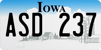 IA license plate ASD237