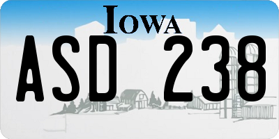 IA license plate ASD238
