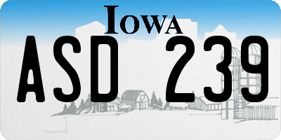 IA license plate ASD239