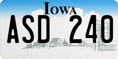 IA license plate ASD240