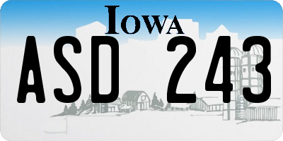 IA license plate ASD243
