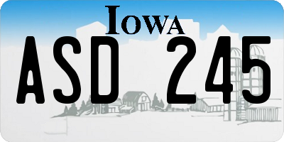 IA license plate ASD245