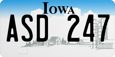 IA license plate ASD247