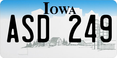IA license plate ASD249