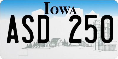 IA license plate ASD250