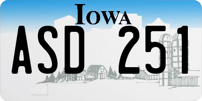 IA license plate ASD251