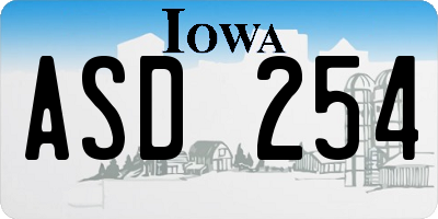 IA license plate ASD254