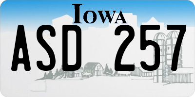 IA license plate ASD257