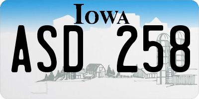 IA license plate ASD258