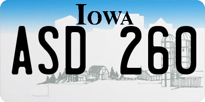 IA license plate ASD260
