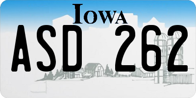 IA license plate ASD262