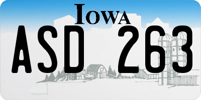 IA license plate ASD263