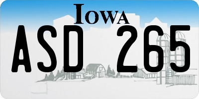 IA license plate ASD265