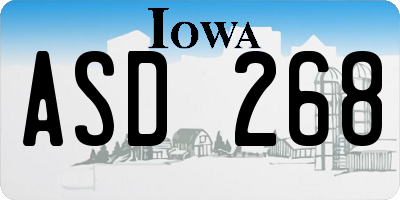 IA license plate ASD268
