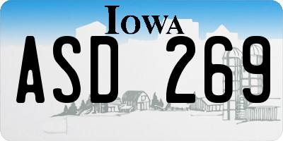 IA license plate ASD269