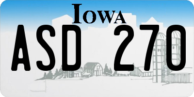 IA license plate ASD270