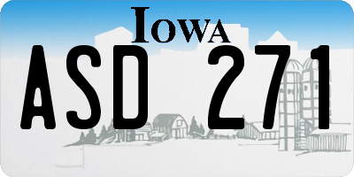 IA license plate ASD271